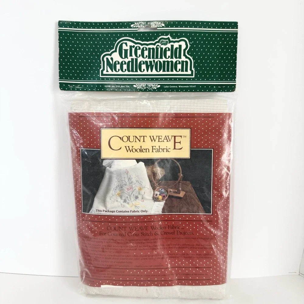 Vintage 1982 Greenfield Needlewomen Count Weave Wool Fabric Shawl Kit